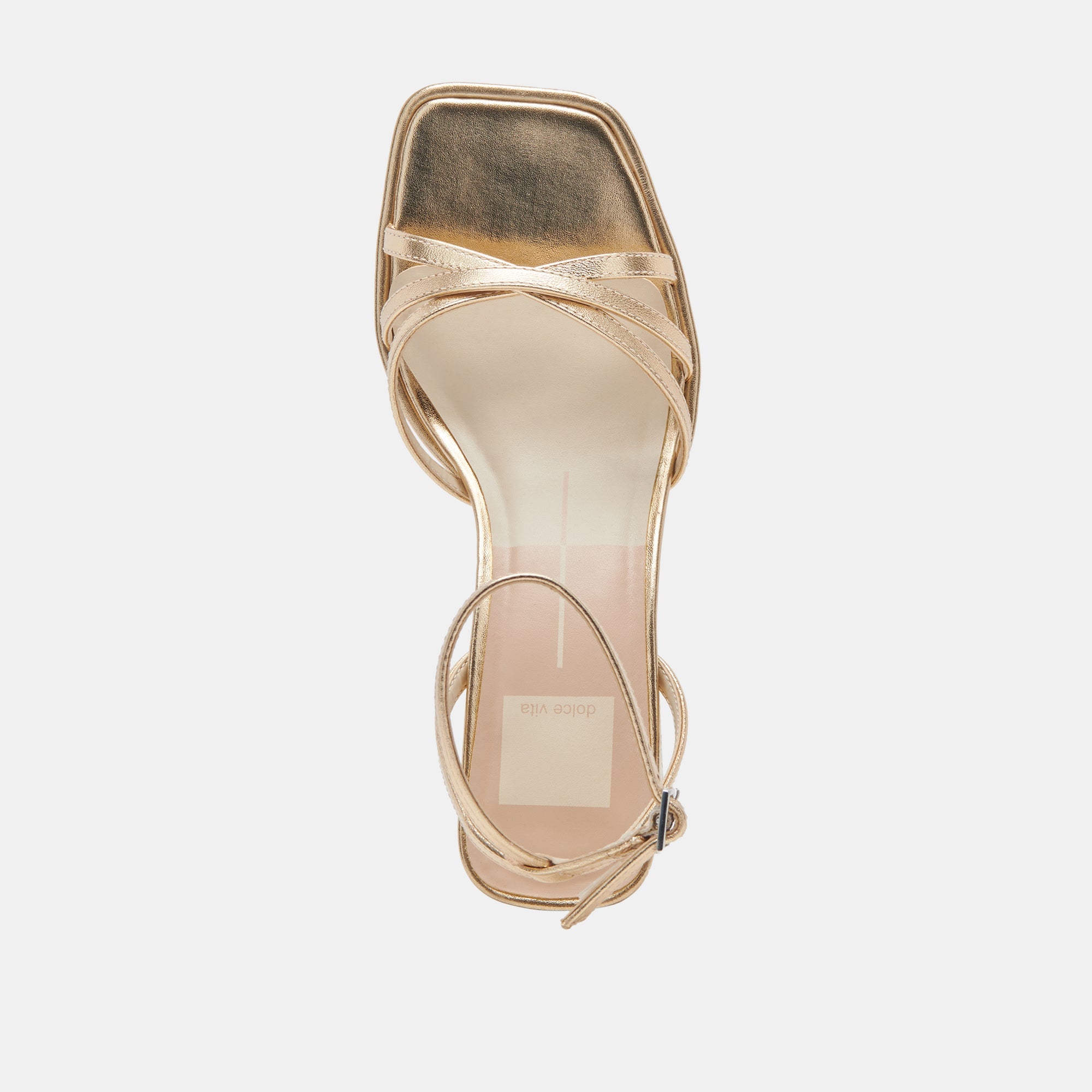 MANJI WIDE HEELS LIGHT GOLD METALLIC LEATHER